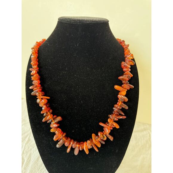 Vintage Natural Baltic Cognac Amber Chip Bead Necklace 13" - Picture 2 of 7